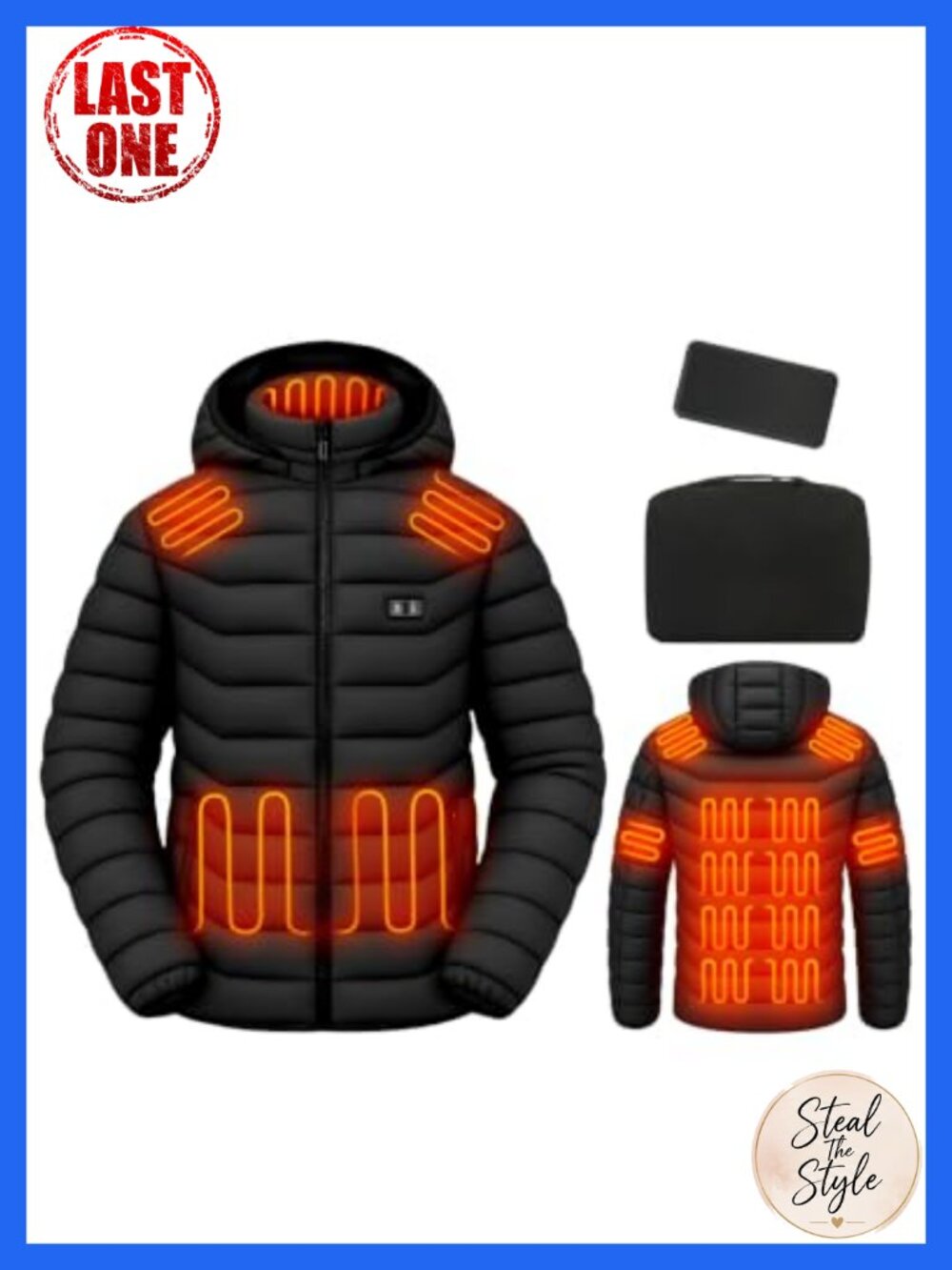 Unisex Heated Jacket with 10000mAh Battery Pack Windproof Winter Coat